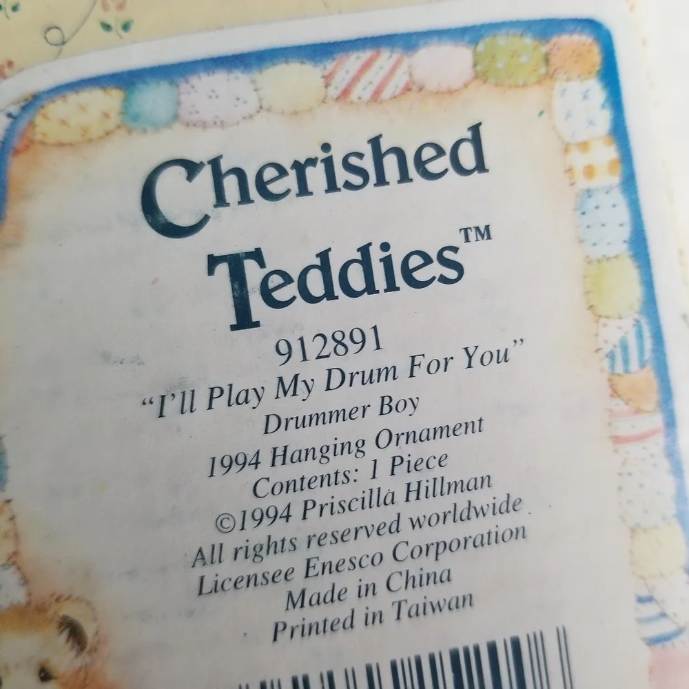 1994 Enesco Cherished Teddies Drummer Boy 912891 ornament